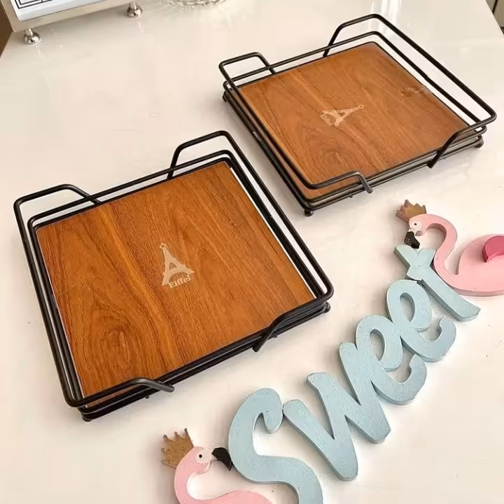 سینی فلزی کف چوب