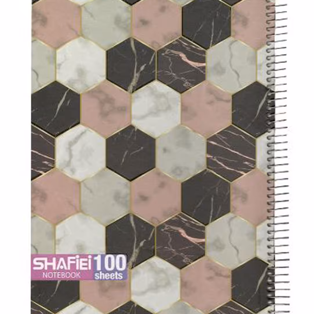 دفتر 100 برگ رحلی جلد سازی فنر تک طرح لوزی کد 73