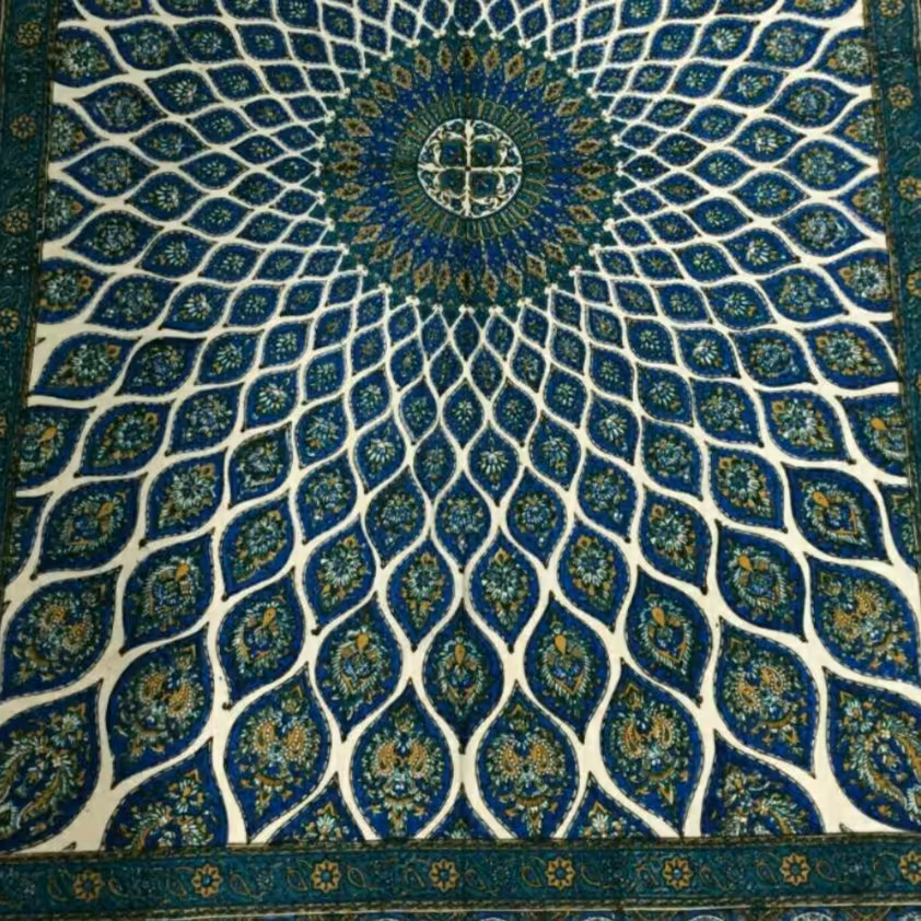 سفره قلمکار6نفره یا رومیزی طرح صادراتی  100در150پنبه کتان قابل شستشوبدون ابرفت و تغییر رنگ 