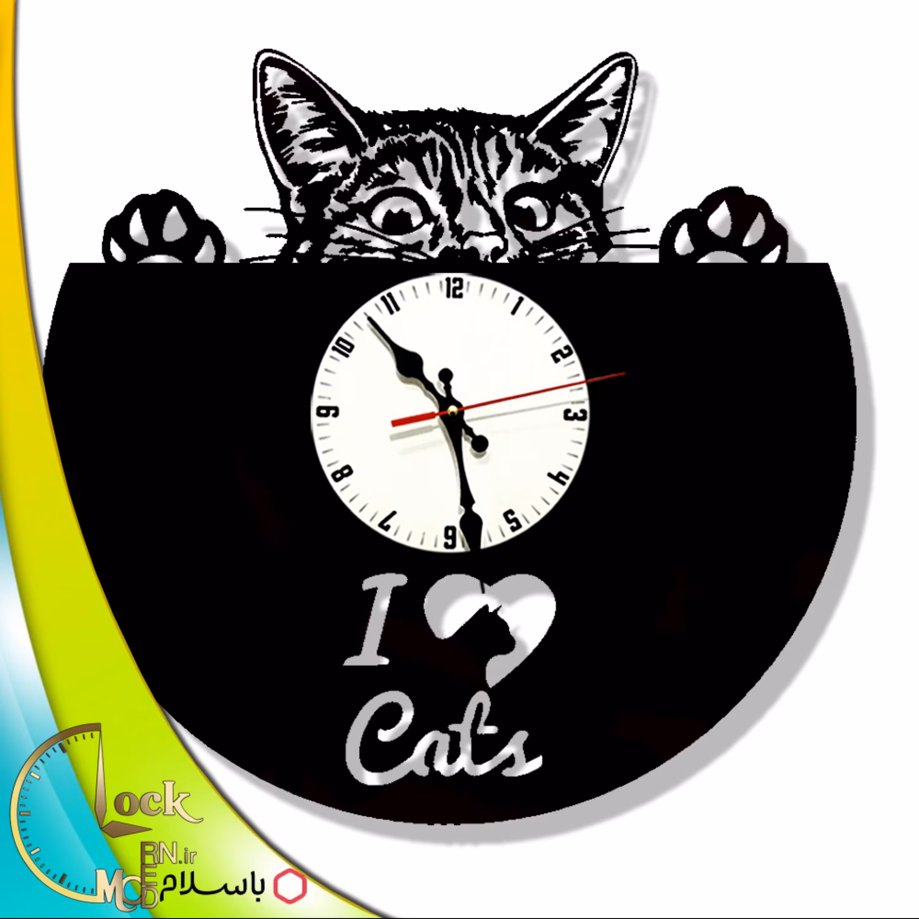 ساعت دیواری طرح گربه کد 699