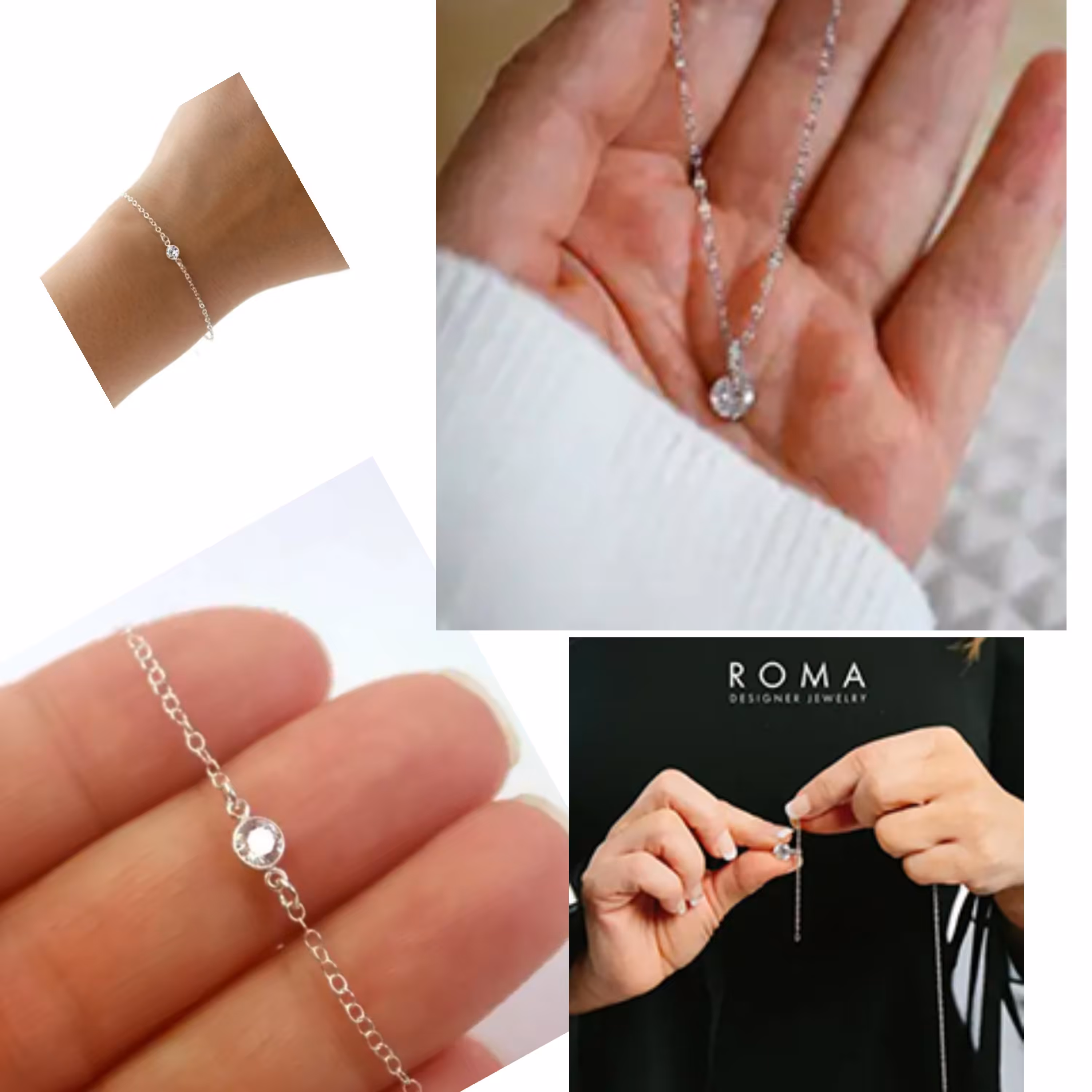 نیم ست قطره آبشار نقره عیار925وارداتی