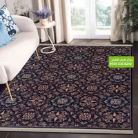 گلیم فرش ماشینی کاشان یک در یک و نیم رنگ سرمه ای کد 809