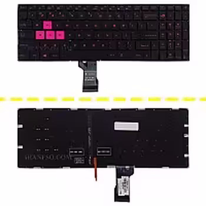 کیبرد لپ تاپ ایسوس ROG Strix GL502 مشکی-اینترکوچک-با بک لایت با فونت صورتی