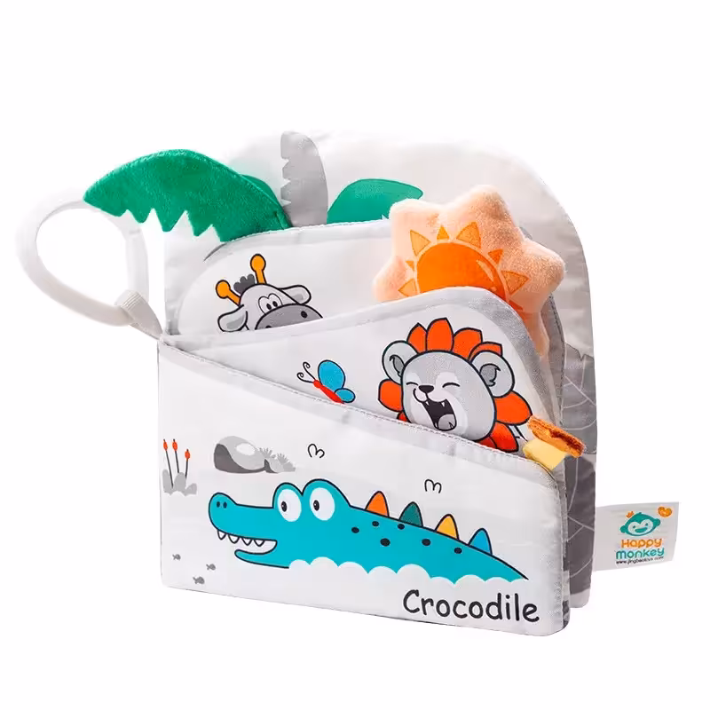 کتاب پارچه ای طوسی سفید مدل کروکودیل کد 6142158