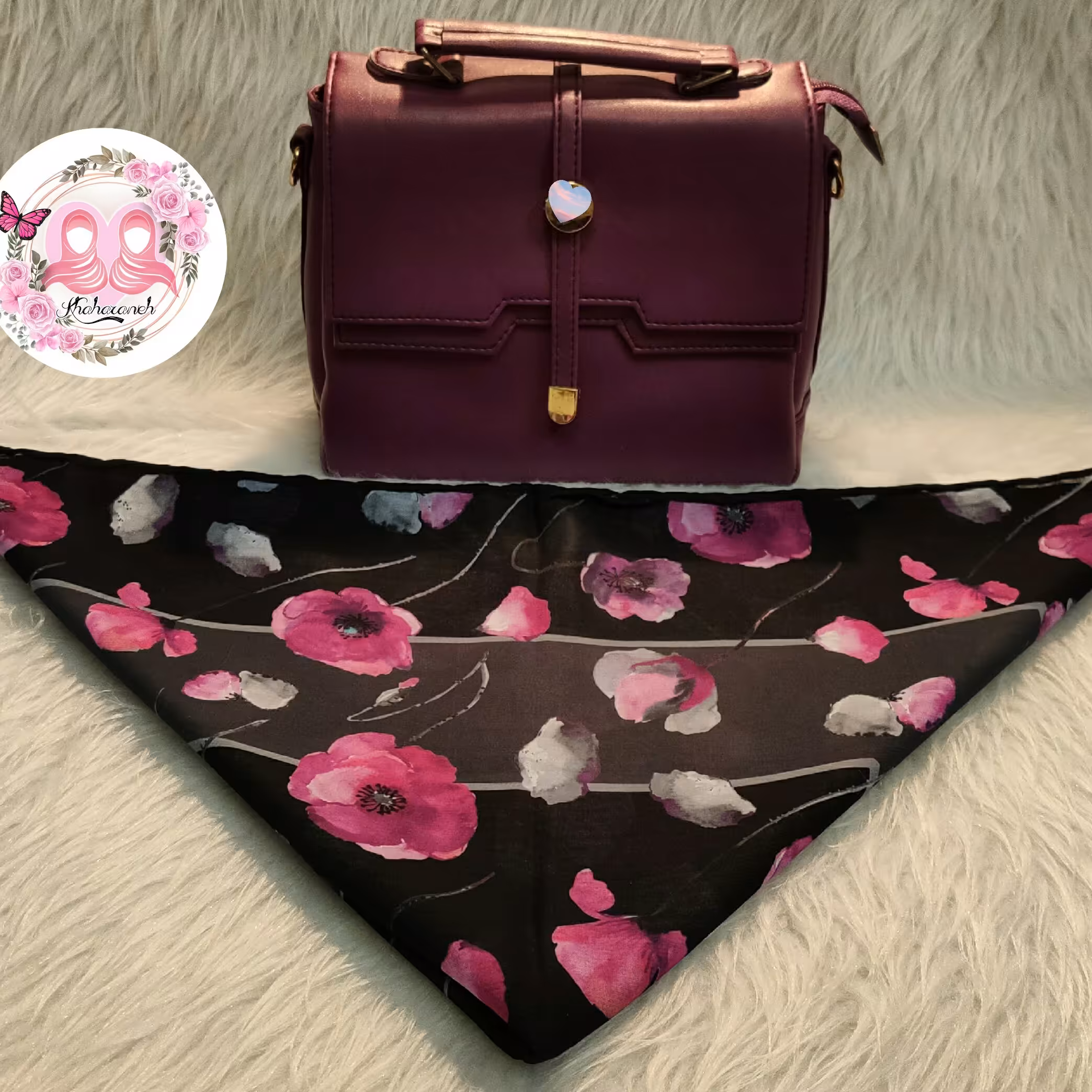 ست کیف و روسری بنفش شیک ارسال رایگان