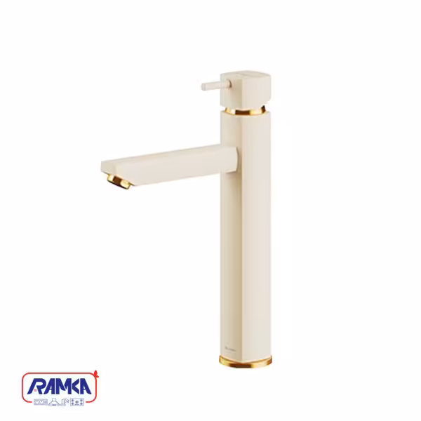 شیر روشویی پایه بلند شودر مدل یونیک شیری طلایی
