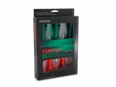 پیچ گوشتی جعبه ای ضربه ای دسته شیشه ای 5 عددی تاپ تول