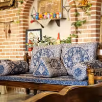 ست 6 تکه پشتی سنتی ترمه طرح سالار رنگ سرمه ای 