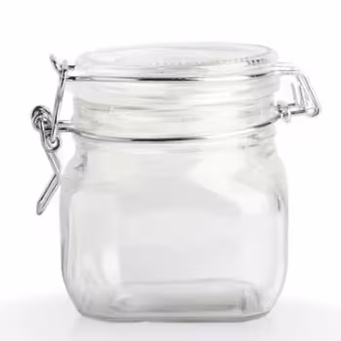 بانکه شیشه ای درب چفتی سایز  4 (جار درب چفتی با نوار کشی)
