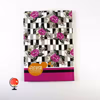 دفتر مشق 100 برگ دوختی طرح گل صورتی جلد سخت برند آونگ