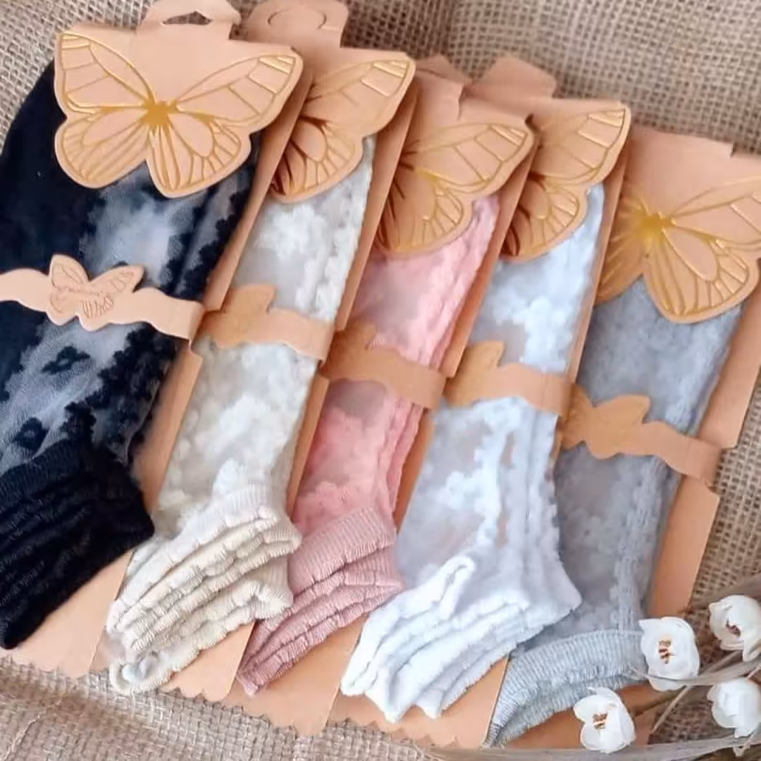 جوراب مجلسی رویه گیپور ، وارداتی، موجود در پنج رنگ از هر طرح، پاخور شیک و عالی