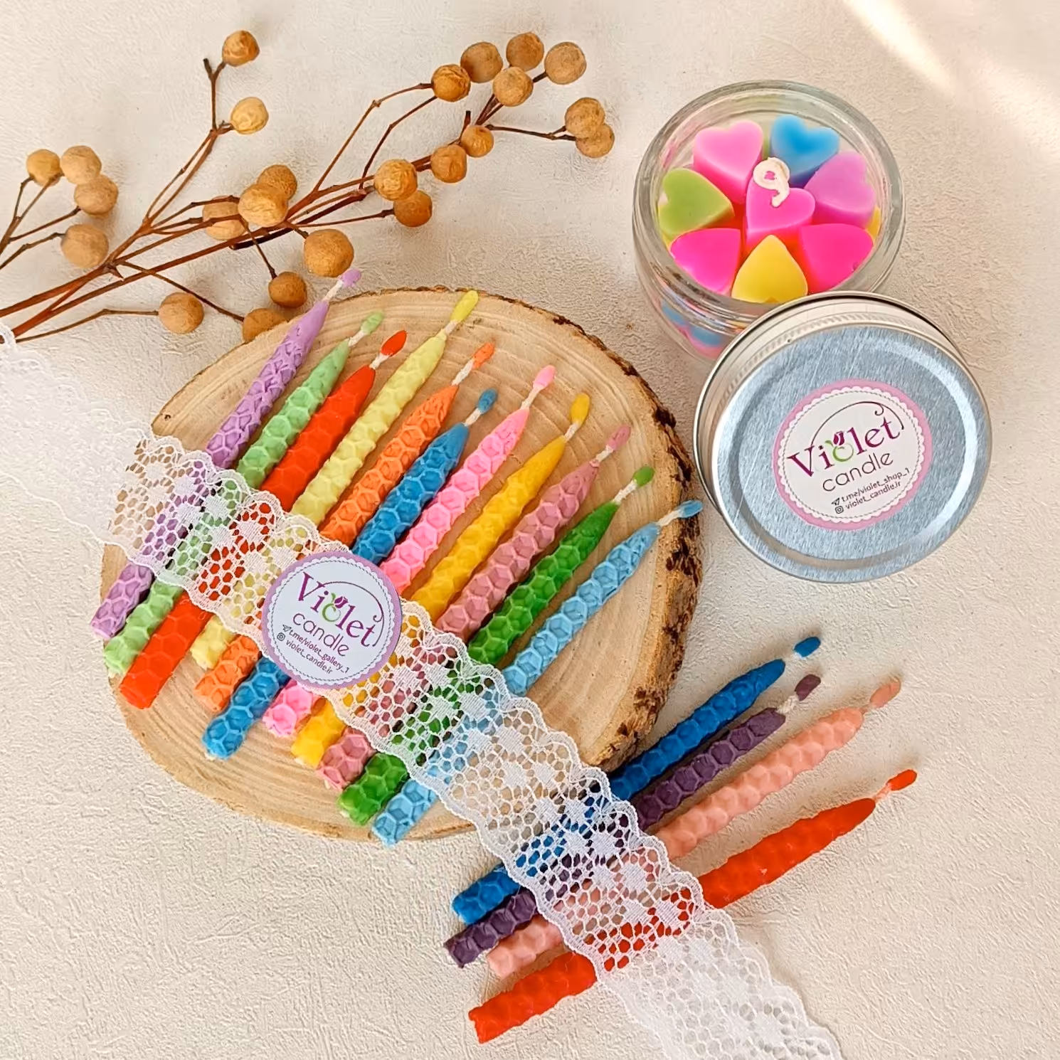 شمع تولد موم عسلی 10 سانتی(10 عددی ) 