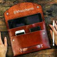 کیف تبلت چرم طبیعی دست دوز تیاراچرم مشهد