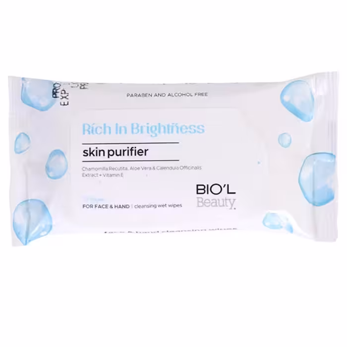 دستمال مرطوب ضدباکتری روشن و پاک‌کننده دست و صورت بیول 10 برگ