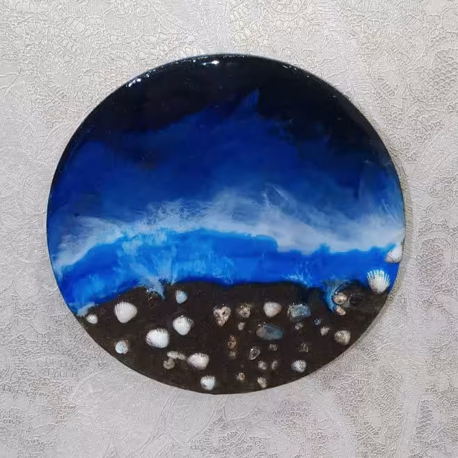 تابلو رزینی شب دریا  20 سانتی متری مناسب دیوار کوب