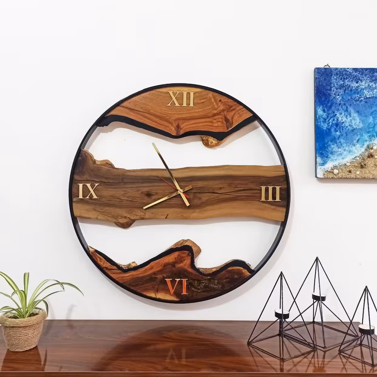 ساعت دیواری چوبی روستیک(کد7274)