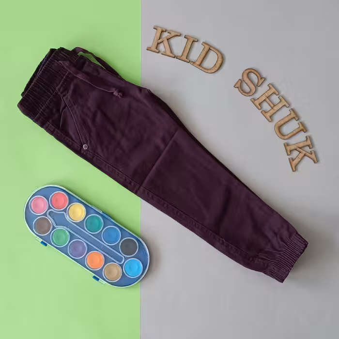 شلوار کتان پسرانه و دخترانه رنگ بادمجونی