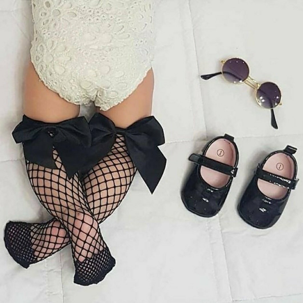 جوراب طرح لانه زنبوری پاپیوندار مشکی