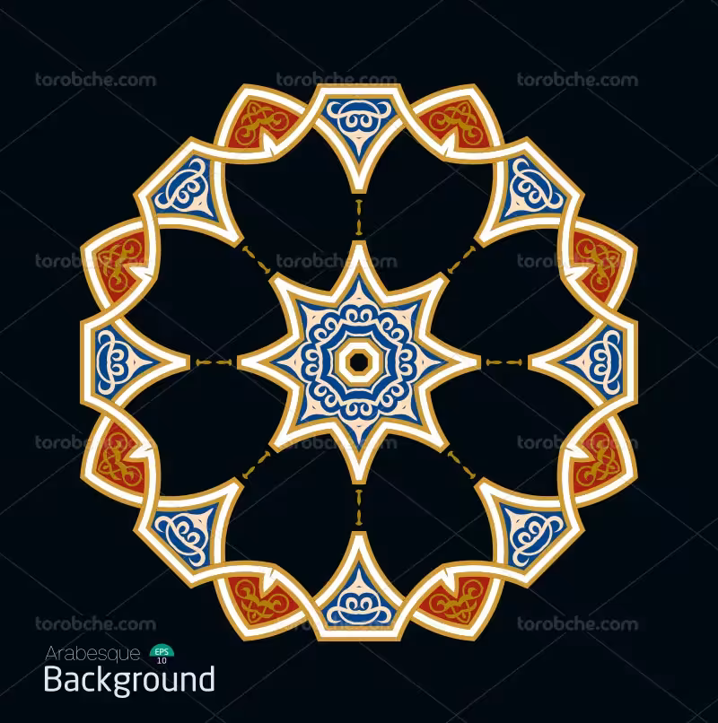 وکتور شمسه سنتی آبی قرمز | گرافیک با طعم تربچه