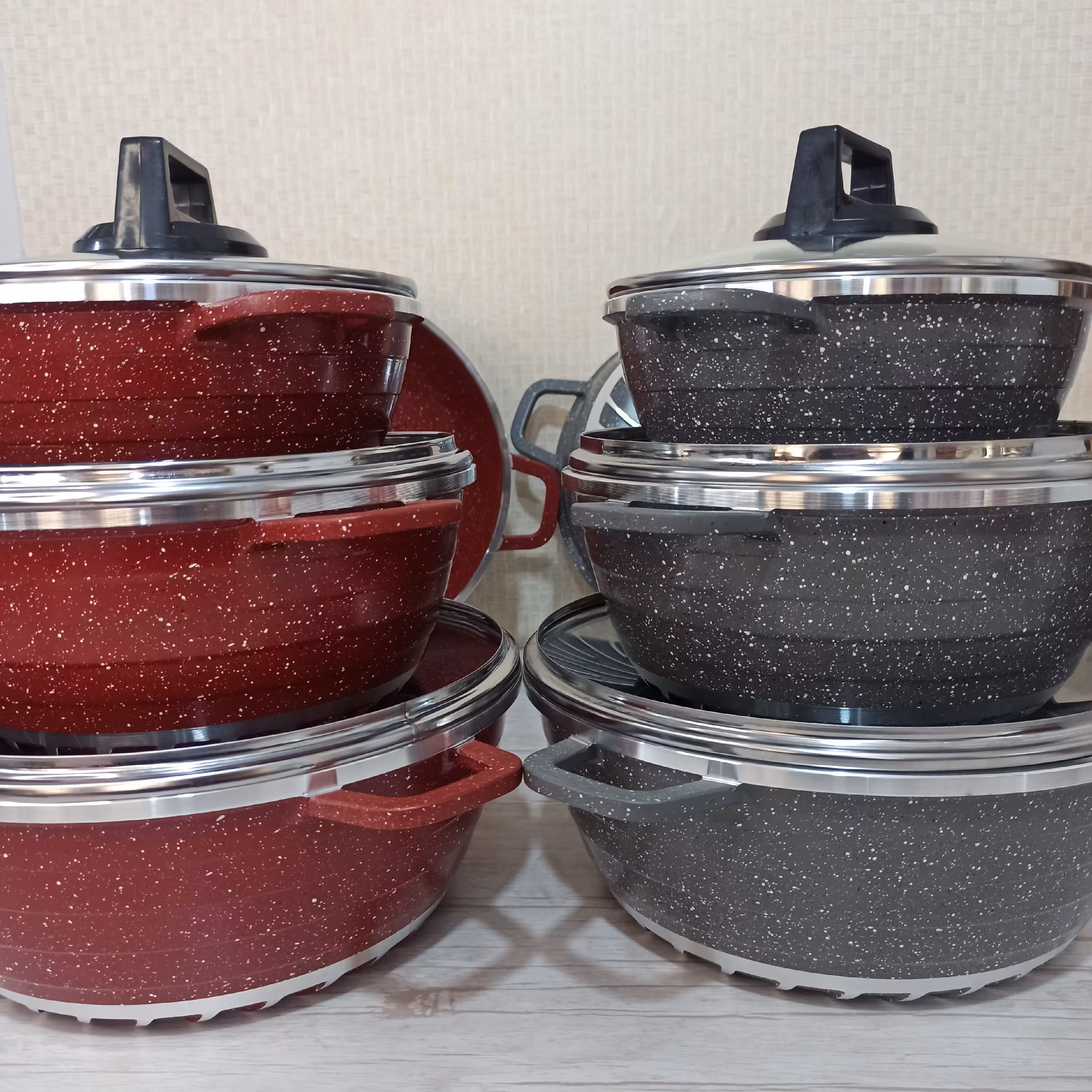 سرویس قابلمه 7 پارچه گرانیتی بوش با زیره رینکی و رویه رنگ نسوز 