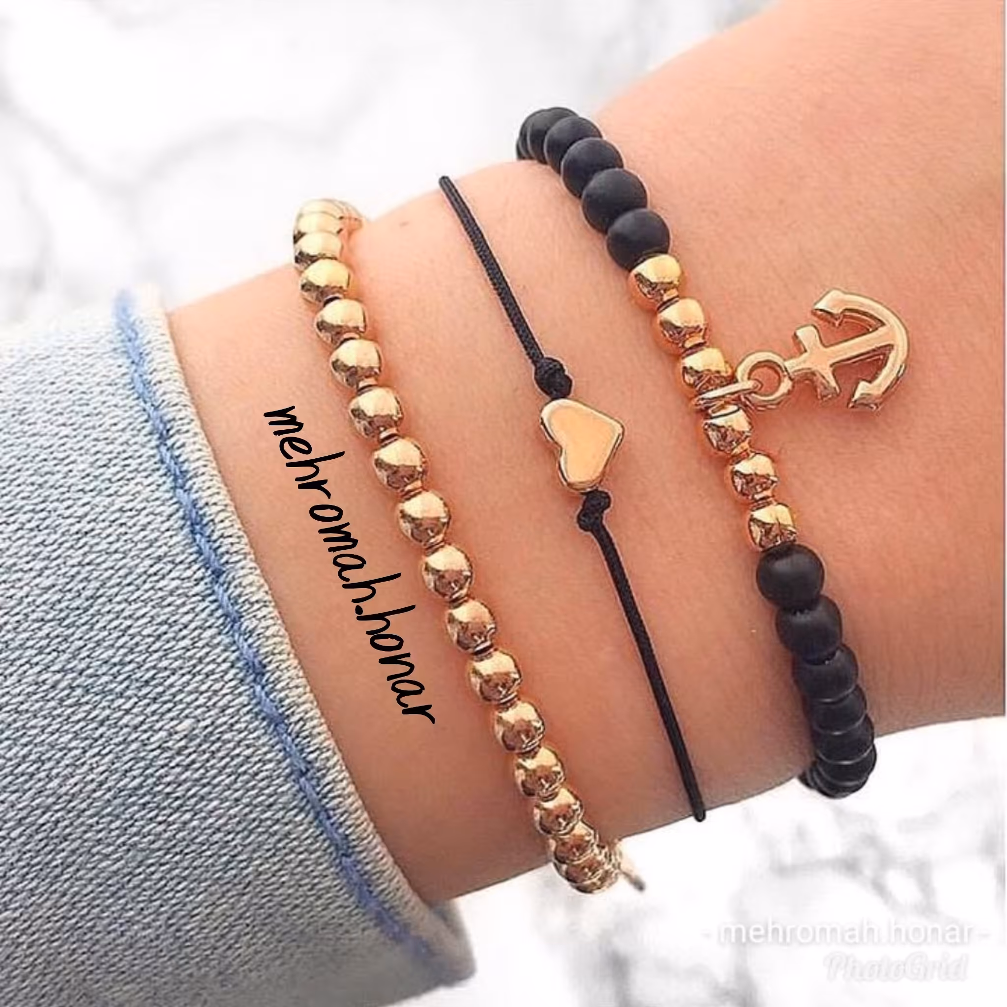 ست دستبند سنگ حدید و اونیکس