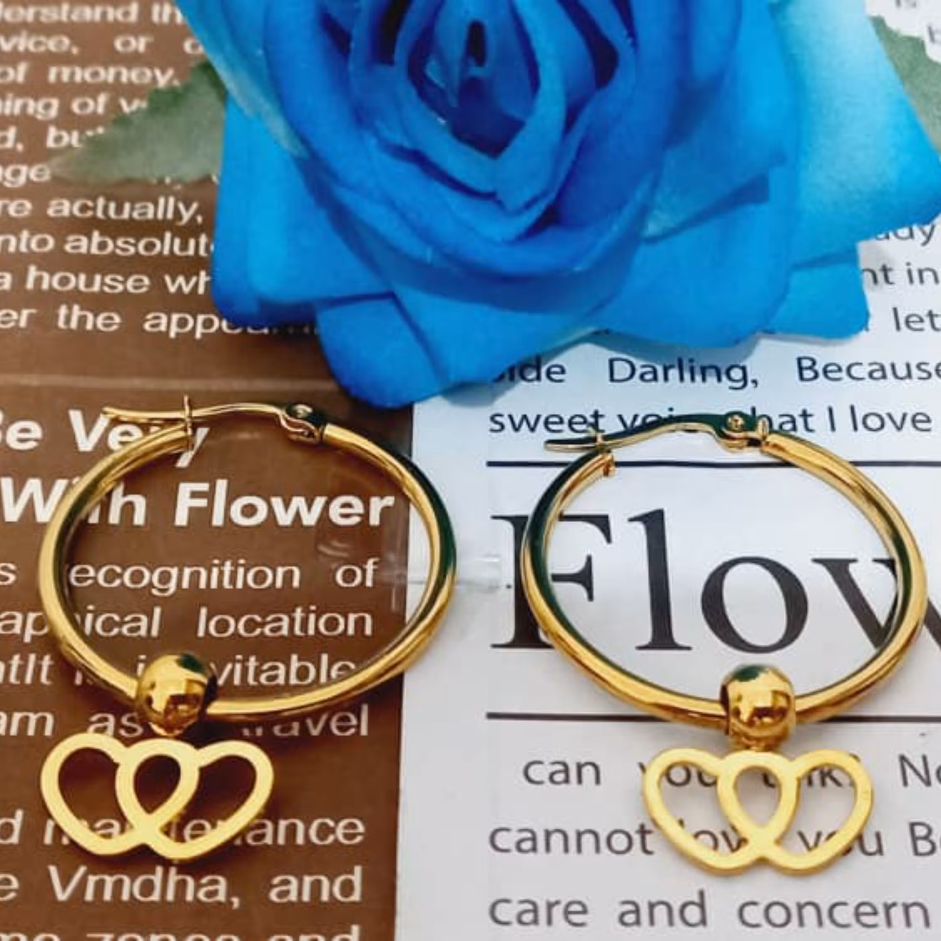 گوشواره حلقه ای آویز دار استیل  . یک جفتی 