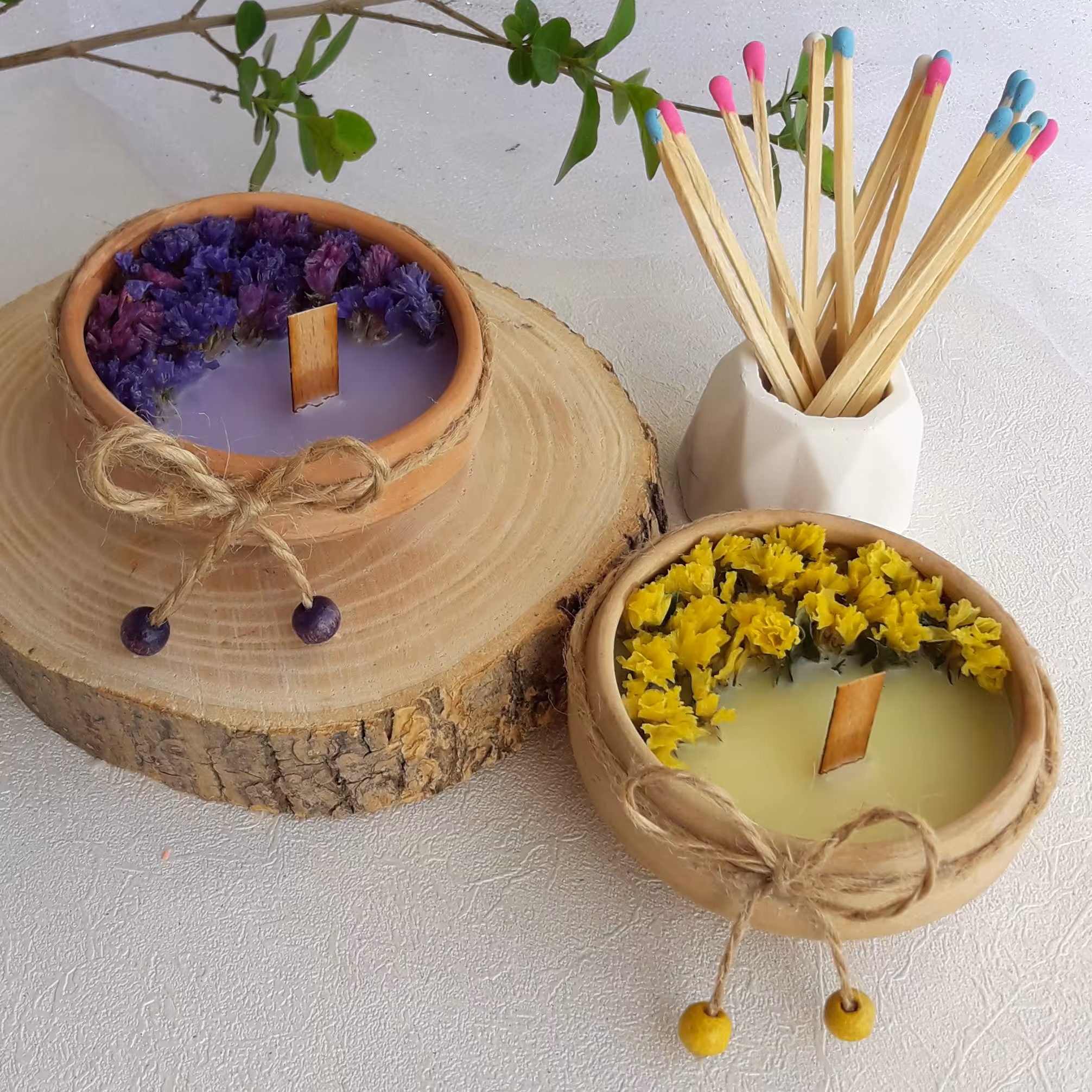 شمع سفالی باگل خشک _شمع سفالی _ شمع گل خشک