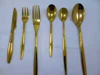 سریس قاشق و چنگال 24 نفره 120 پارچه یونیک کامل طلایی دهنه اروپایی