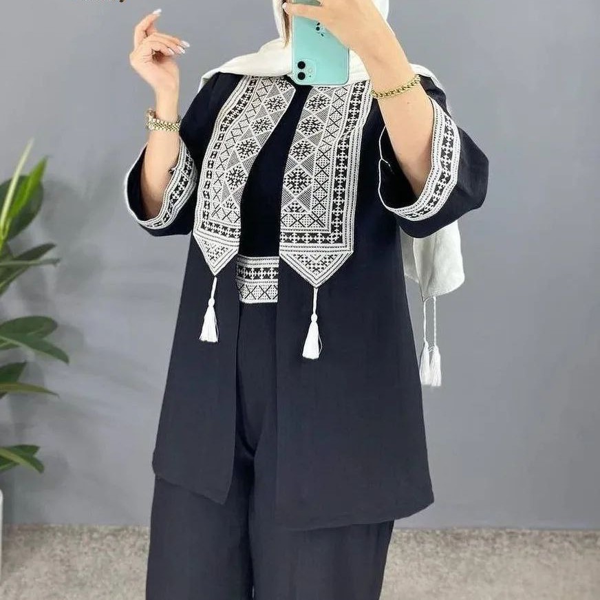 مانتو زنانه ست دو تیکه بابوس با دوخت تمیز مدل عیدانه