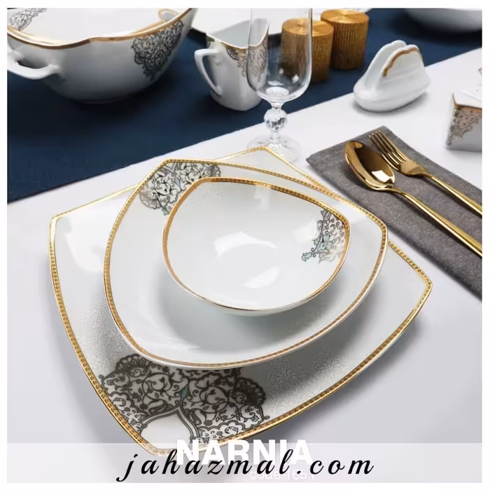 سرویس چینی پردیس طرح نارنیا فیروزه ای 105 پارچه کد 165I