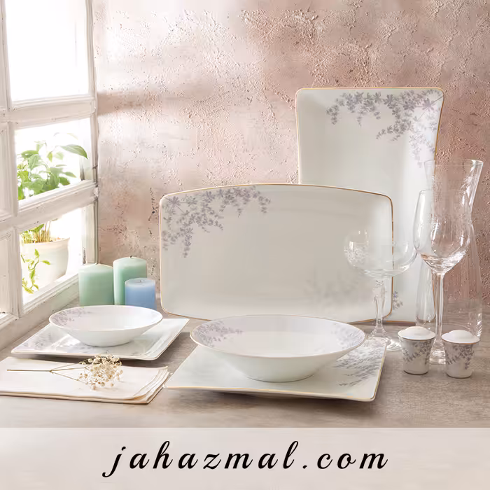 سرویس چینی زرین طرح فرن بنفش 30 پارچه