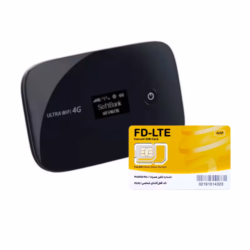 مودم و توسعه دهنده شبکه بی سیم 3G قابل حمل سافت بانک هوآوی مدل ULTRA WiFi 102HW به همراه سیم کارت 30 گیگابایت یک ماهه