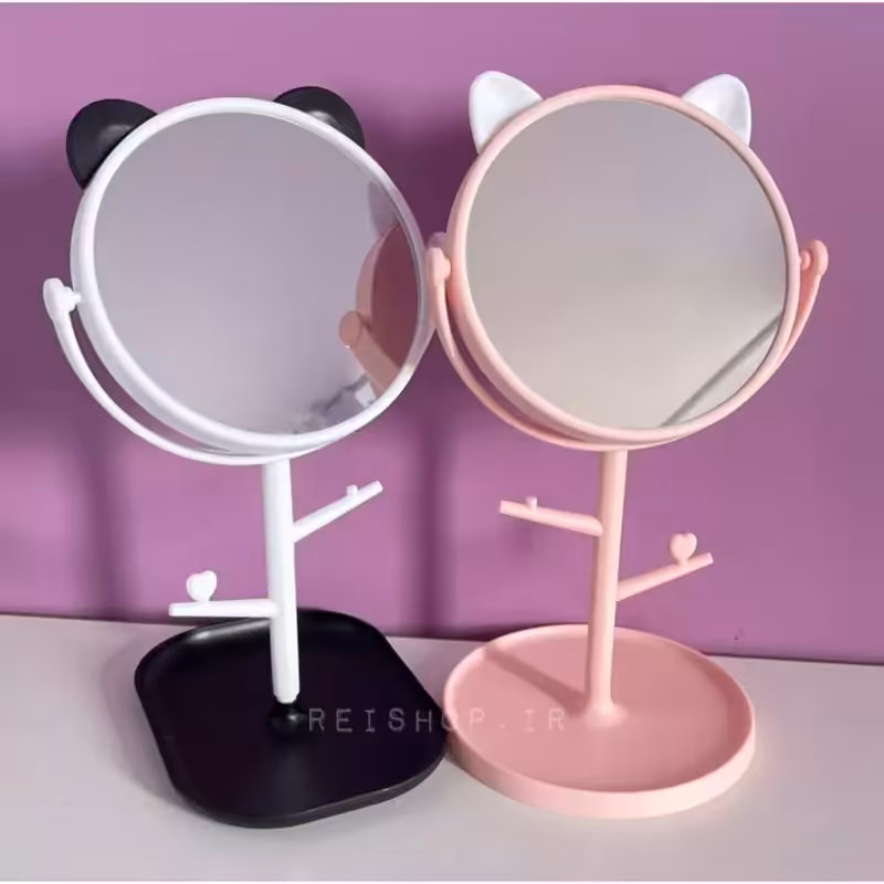 آینه فانتزی و کیوت رومیزی دارای آویز و استند لوازم آرایشی و استند اکسسوری دخترانه