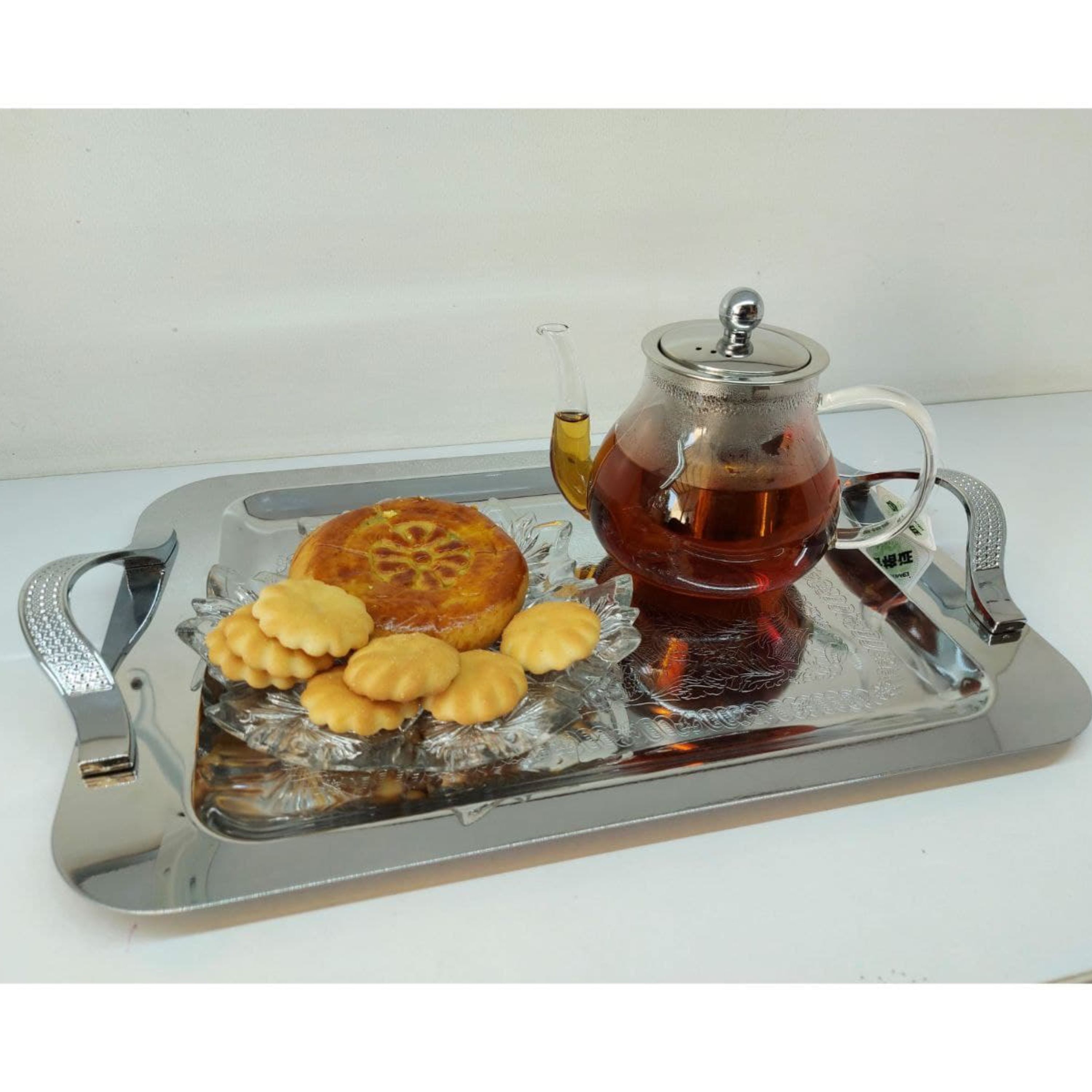 قوری800پیرکس خارجی کیفیت عالی صافی استیل درب قفلی قوری پیرکس شعله مستقیم