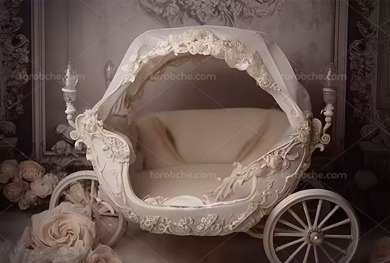 بک دراپ عکاسی کودک با گل های سفید | گرافیک با طعم تربچه