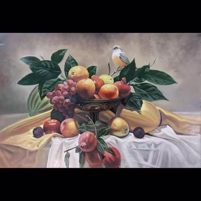 تابلو نقاشی رنگ و روغن طبیعت بی جان کد 15444