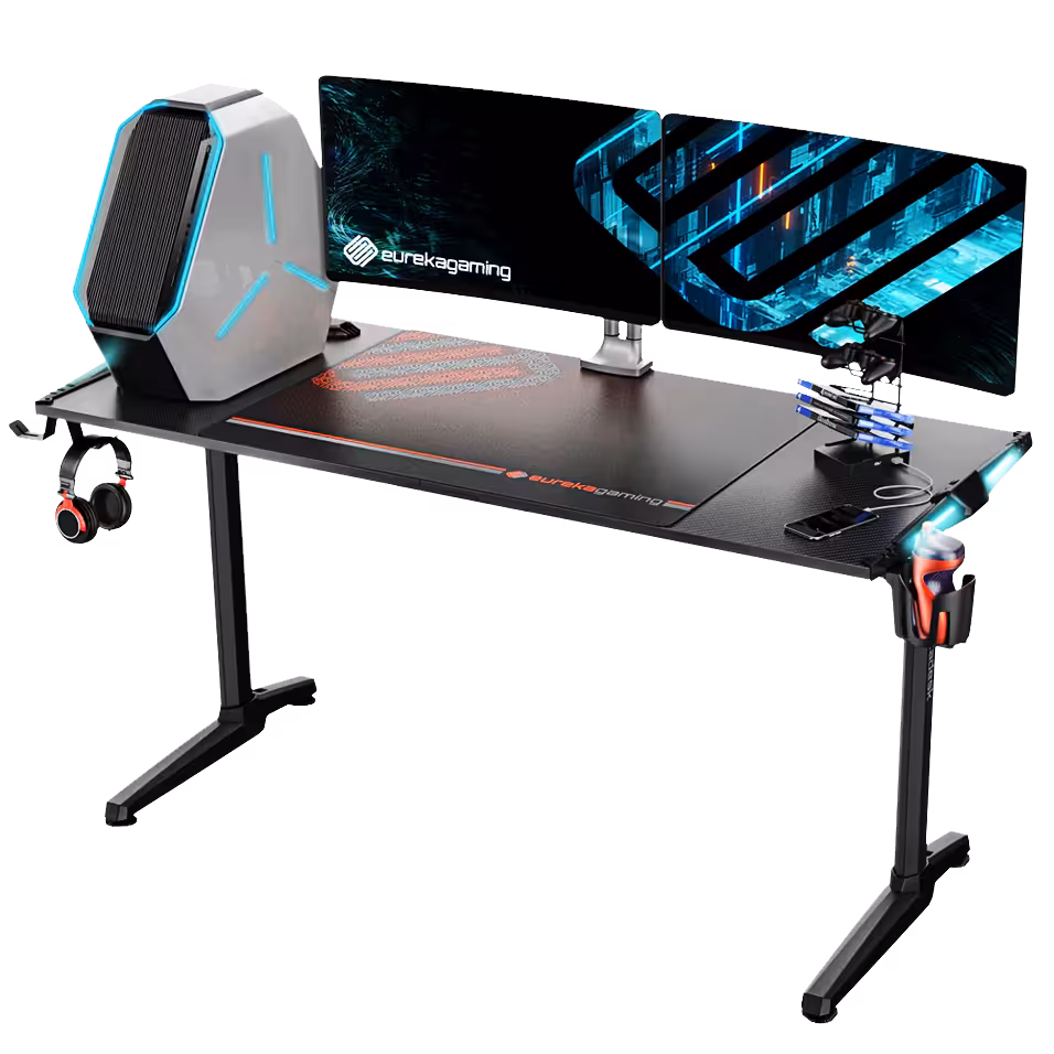 میزگیمینگ یوریکا (EUREAKA) با نور پردازی RGB سایز 60 * 148 مدل ERK GI 55B