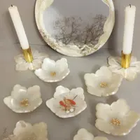 ست کامل هفت سین تمام رزین شامل آیینه،6عدد کاسه قطر،دو عدد جاشمعی،تنگ ماهی