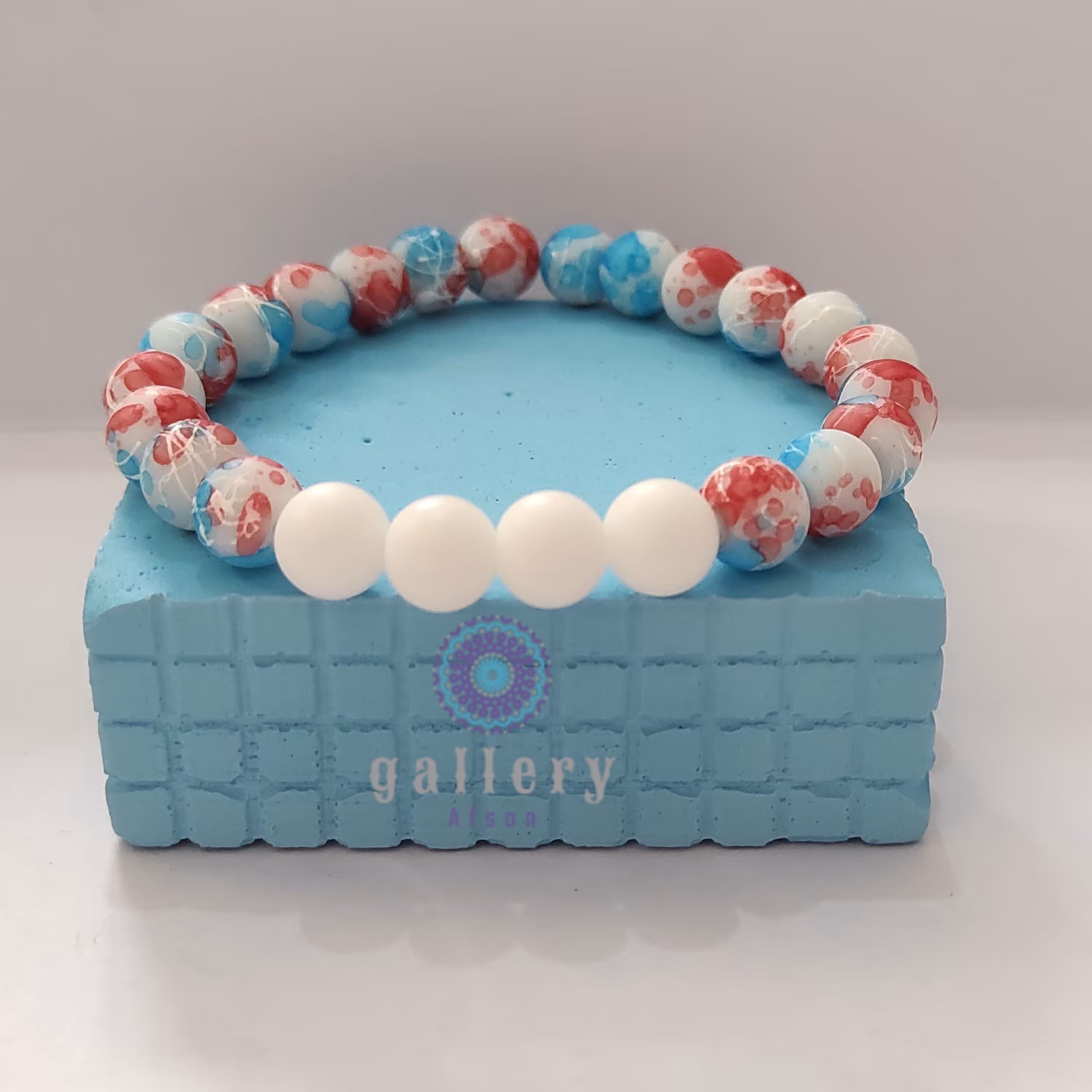 دستبند اونیکس با رنگ خاص  (آبی قرمز)