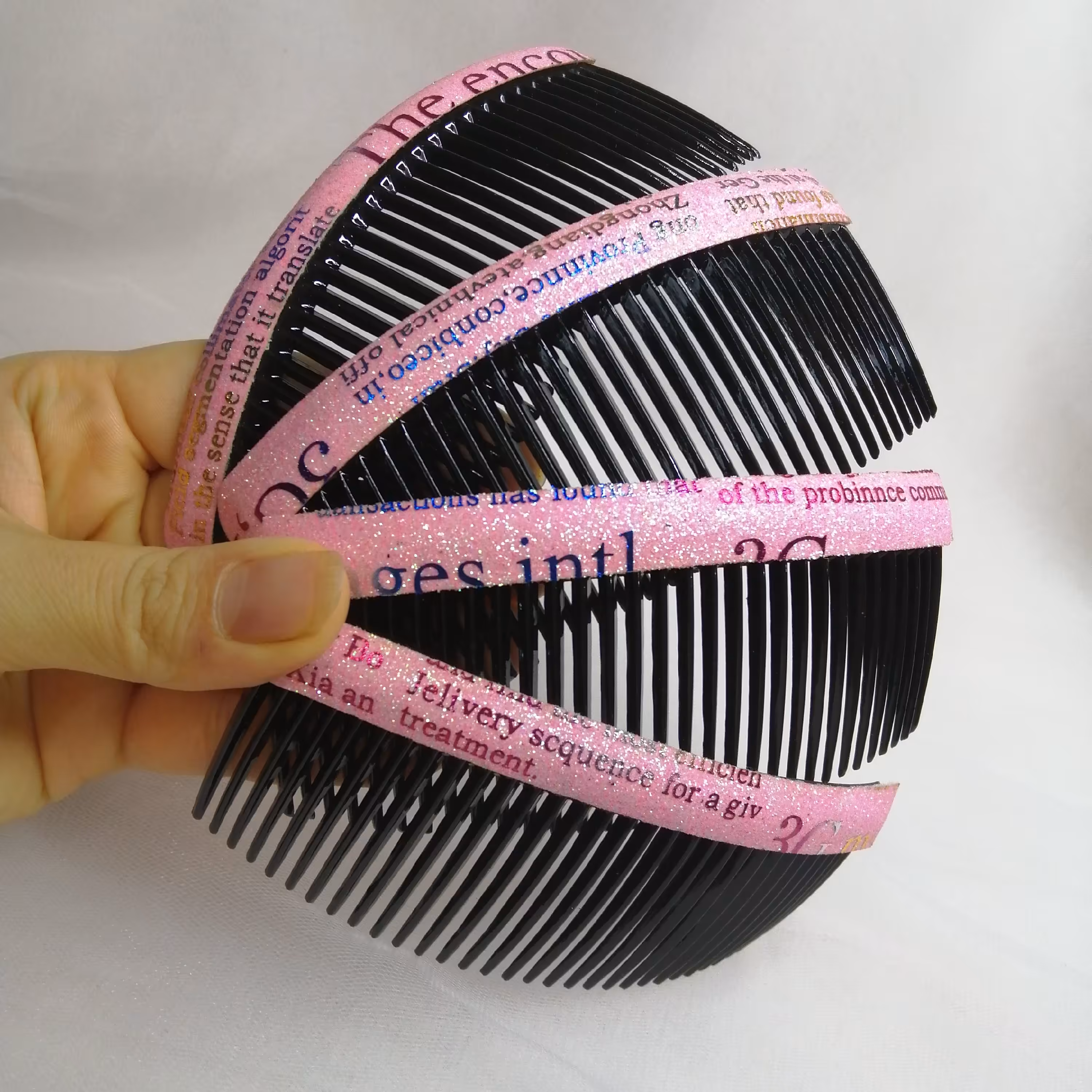 شانه سر اکلیلی 4 عددی صورتی طرح دار