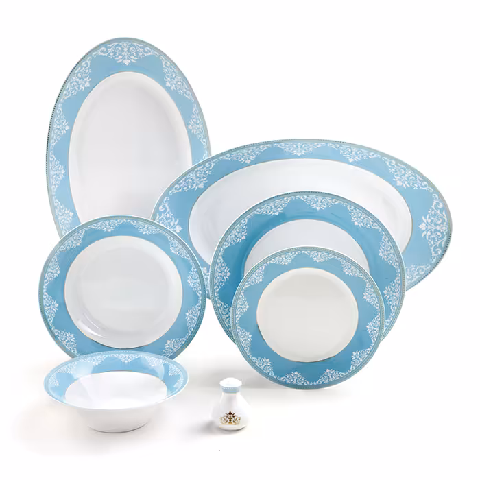 سرویس چینی زرین طرح آرمیتاژ فیروزه ای 35 پارچه