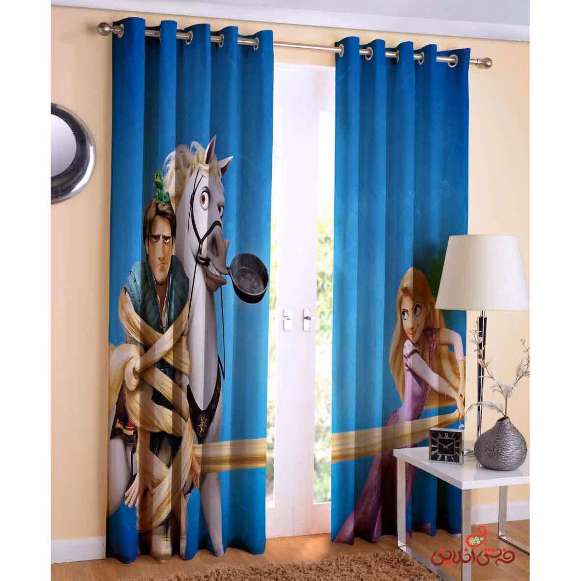 پرده 2عددی کودک طرح گیسو کمند کد 2053