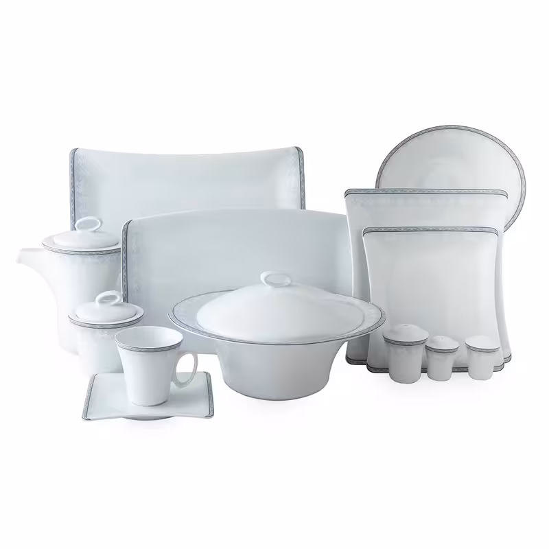 سرویس چینی زرین 12 نفره کامل وایت رز وینچی (97 پارچه)