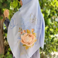 روسری کرپ حریر  آبی یگانه