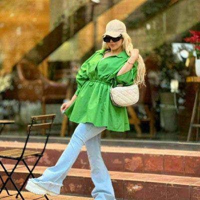 مانتو اسپرت زنانه داکرون مدل عروسکی کمرکش