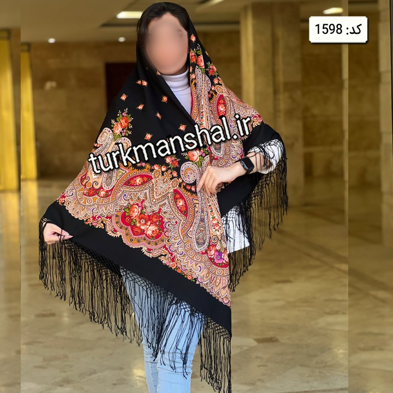 روسری ترکمنی پشمی کد 1598