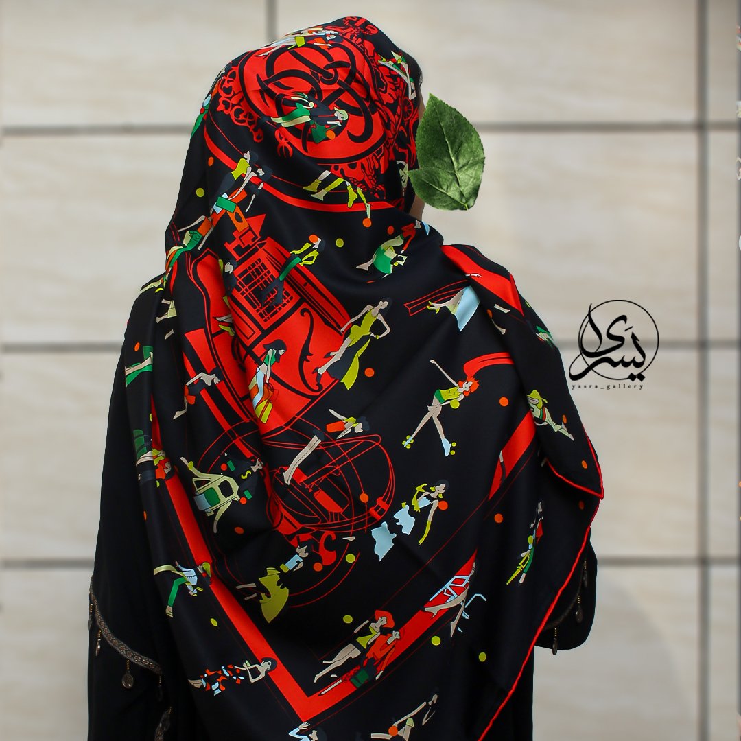 روسری ابریشم توییل یا کجراه وارداتی دور دست دوز قواره 140
