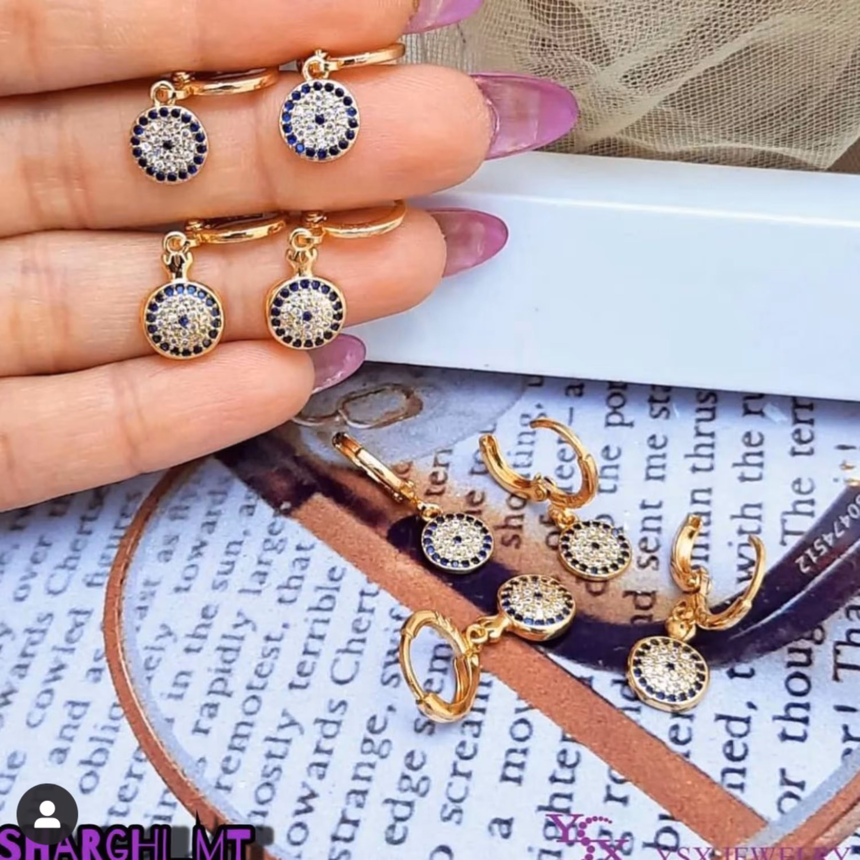 گوشواره حلقه اویز چشم نظری 