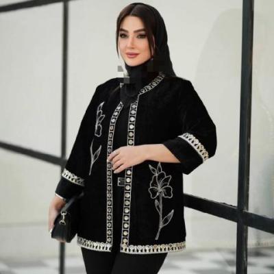 مانتو مزونی گلدوزی شده مخمل مجلسی عیدانه کد8456 زنانه