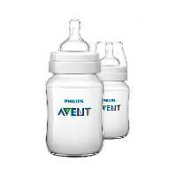 شیشه شیر طلقی 1  ماه کلاسیک پلاس فیلیپس اونت Philips Avent ظرفیت 260 میلی لیتر بسته دو عددی